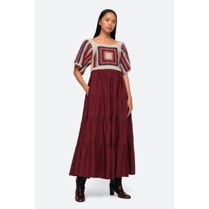 Sea New York Mena Merlot tiered midi dress